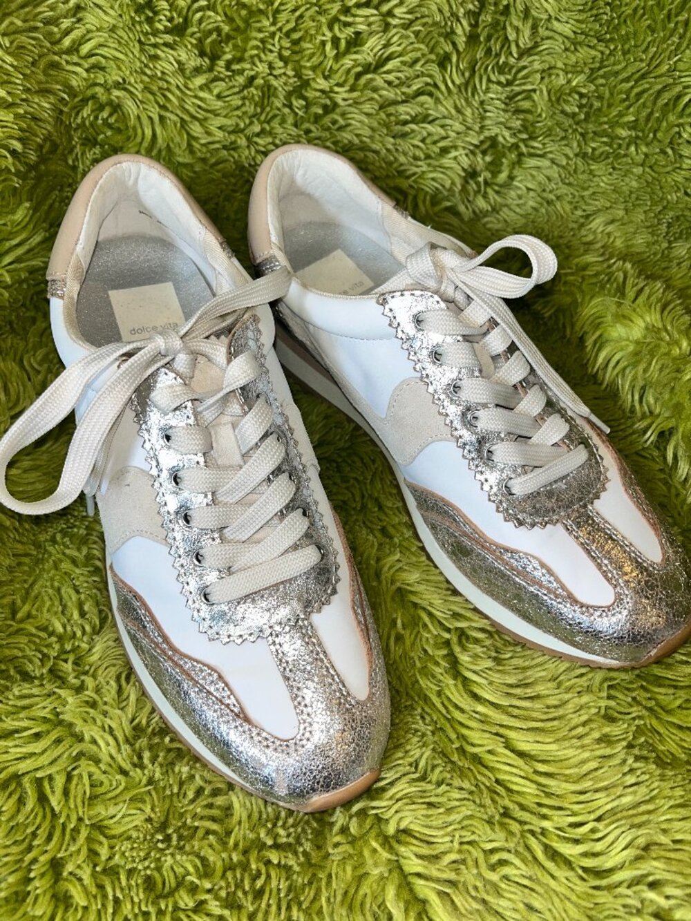 Dolce Vita Silver and Cream Sneakers